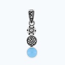 Sterling Silver 925 Pendant Embedded With Natural Processed Turquoise And Marcasite Stones