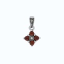 Sterling Silver 925 Pendant Embedded With Natural Aqiq And Marcasite Stones