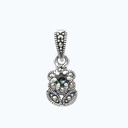 Sterling Silver 925 Pendant Embedded With Natural Blue Shell And Marcasite Stones