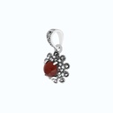 Sterling Silver 925 Pendant Embedded With Natural Aqiq And Marcasite Stones