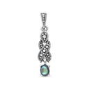 Sterling Silver 925 Pendant Embedded With Natural Blue Shell And Marcasite Stones