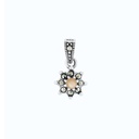 Sterling Silver 925 Pendant Embedded With Natural Pink Shell And Marcasite Stones