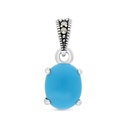 Sterling Silver 925 Pendant Embedded With Natural Processed Turquoise And Marcasite Stones