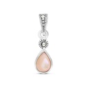 Sterling Silver 925 Pendant Embedded With Natural Pink Shell And Marcasite Stones