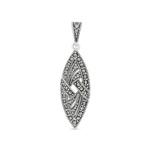 [PND04MAR00000A160] Sterling Silver 925 Pendant Embedded With Marcasite Stones