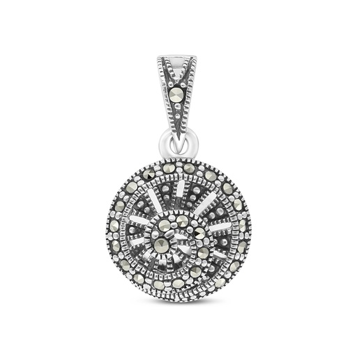 [PND04MAR00000A164] Sterling Silver 925 Pendant Embedded With Marcasite Stones