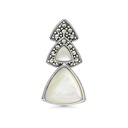 Sterling Silver 925 Pendant Embedded With Natural White Shell And Marcasite Stones