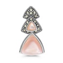 Sterling Silver 925 Pendant Embedded With Natural Pink Shell And Marcasite Stones