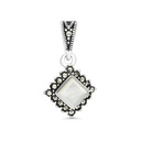 Sterling Silver 925 Pendant Embedded With Natural White Shell And Marcasite Stones