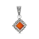 Sterling Silver 925 Pendant Embedded With Natural Aqiq And Marcasite Stones