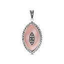 Sterling Silver 925 Pendant Embedded With Natural Pink Shell And Marcasite Stones