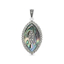 Sterling Silver 925 Pendant Embedded With Natural Blue Shell And Marcasite Stones