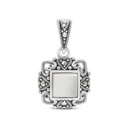 Sterling Silver 925 Pendant Embedded With Natural White Shell And Marcasite Stones