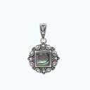 Sterling Silver 925 Pendant Embedded With Natural Blue Shell And Marcasite Stones