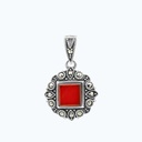 Sterling Silver 925 Pendant Embedded With Natural Aqiq And Marcasite Stones