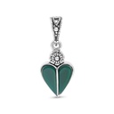 Sterling Silver 925 Pendant Embedded With Natural Green Agate And Marcasite Stones