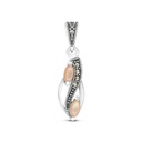 Sterling Silver 925 Pendant Embedded With Natural Pink Shell And Marcasite Stones