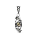 Sterling Silver 925 Pendant Embedded With Natural Blue Shell And Marcasite Stones