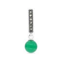 Sterling Silver 925 Pendant Embedded With Natural Green Agate And Marcasite Stones