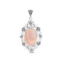 Sterling Silver 925 Pendant Embedded With Natural Pink Shell And Marcasite Stones