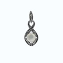 Sterling Silver 925 Pendant Embedded With Natural White Shell And Marcasite Stones