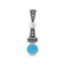 Sterling Silver 925 Pendant Embedded With Natural Processed Turquoise And Marcasite Stones