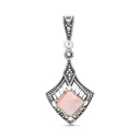 Sterling Silver 925 Pendant Embedded With Natural Pink Shell And Marcasite Stones