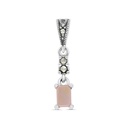 Sterling Silver 925 Pendant Embedded With Natural Pink Shell And Marcasite Stones