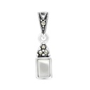 Sterling Silver 925 Pendant Embedded With Natural White Shell And Marcasite Stones