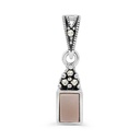 Sterling Silver 925 Pendant Embedded With Natural Pink Shell And Marcasite Stones