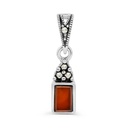 Sterling Silver 925 Pendant Embedded With Natural Aqiq And Marcasite Stones