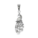 Sterling Silver 925 Pendant Embedded With Natural White Shell And Marcasite Stones