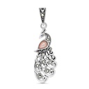 Sterling Silver 925 Pendant Embedded With Natural Pink Shell And Marcasite Stones