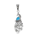 Sterling Silver 925 Pendant Embedded With Natural Processed Turquoise And Marcasite Stones