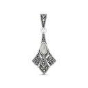 Sterling Silver 925 Pendant Embedded With Natural White Shell And Marcasite Stones