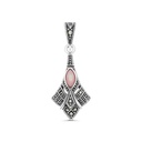 Sterling Silver 925 Pendant Embedded With Natural Pink Shell And Marcasite Stones