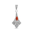 Sterling Silver 925 Pendant Embedded With Natural Aqiq And Marcasite Stones