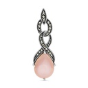 Sterling Silver 925 Pendant Embedded With Natural Pink Shell And Marcasite Stones