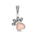 Sterling Silver 925 Pendant Embedded With Natural Pink Shell And Marcasite Stones