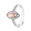 Sterling Silver 925 Ring Embedded With Natural Pink Shell And Marcasite Stones