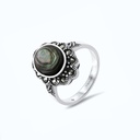 Sterling Silver 925 Ring Embedded With Natural Blue Shell And Marcasite Stones