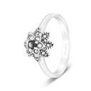 Sterling Silver 925 Ring Embedded With Natural Blue Shell And Marcasite Stones