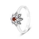 Sterling Silver 925 Ring Embedded With Natural Aqiq And Marcasite Stones