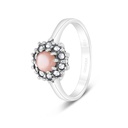 Sterling Silver 925 Ring Embedded With Natural Pink Shell And Marcasite Stones