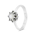 Sterling Silver 925 Ring Embedded With Natural White Shell And Marcasite Stones