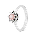 Sterling Silver 925 Ring Embedded With Natural Pink Shell And Marcasite Stones