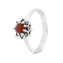 Sterling Silver 925 Ring Embedded With Natural Aqiq And Marcasite Stones