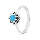 Sterling Silver 925 Ring Embedded With Natural Processed Turquoise And Marcasite Stones