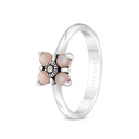 Sterling Silver 925 Ring Embedded With Natural Pink Shell And Marcasite Stones