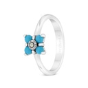 Sterling Silver 925 Ring Embedded With Natural Processed Turquoise And Marcasite Stones